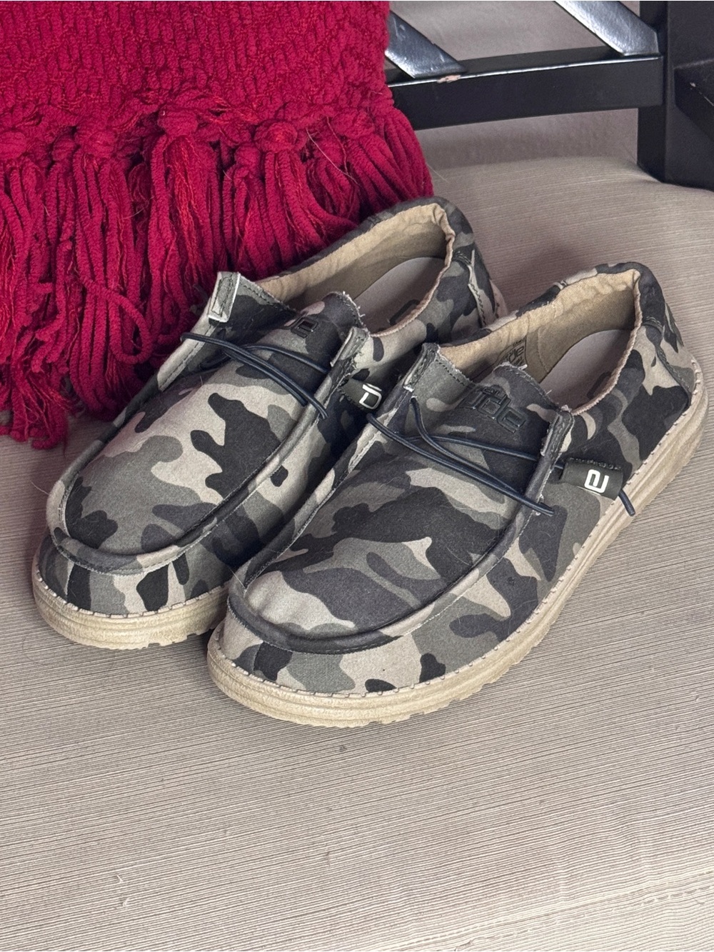 Hey Dude Camo Slip-On Shoes in Green and Brown
